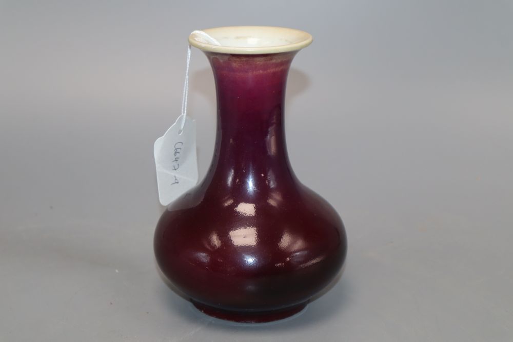 A 19th century Chinese aubergine glazed vase, height 16cm